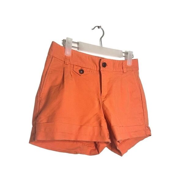 NWOT Banana Republic Martin Fit Mid Rise Cuffed Cotton Blend Shorts Orange Sz 2 - Picture 2 of 5